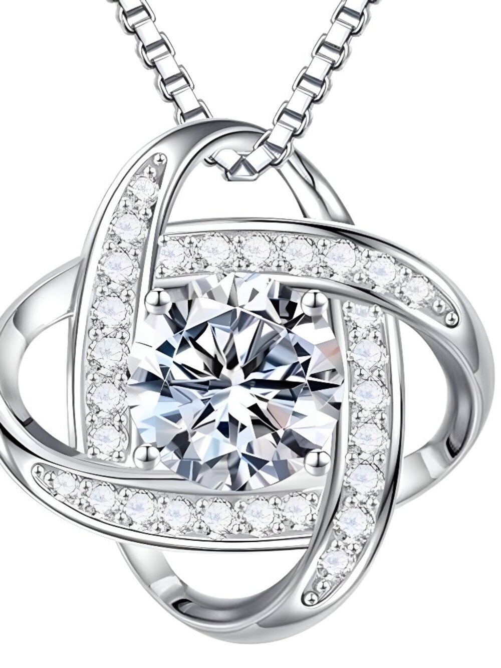Gifts for Her, 1-3 ct Love Knot Moissanite Necklace Lab Created Moissanite
